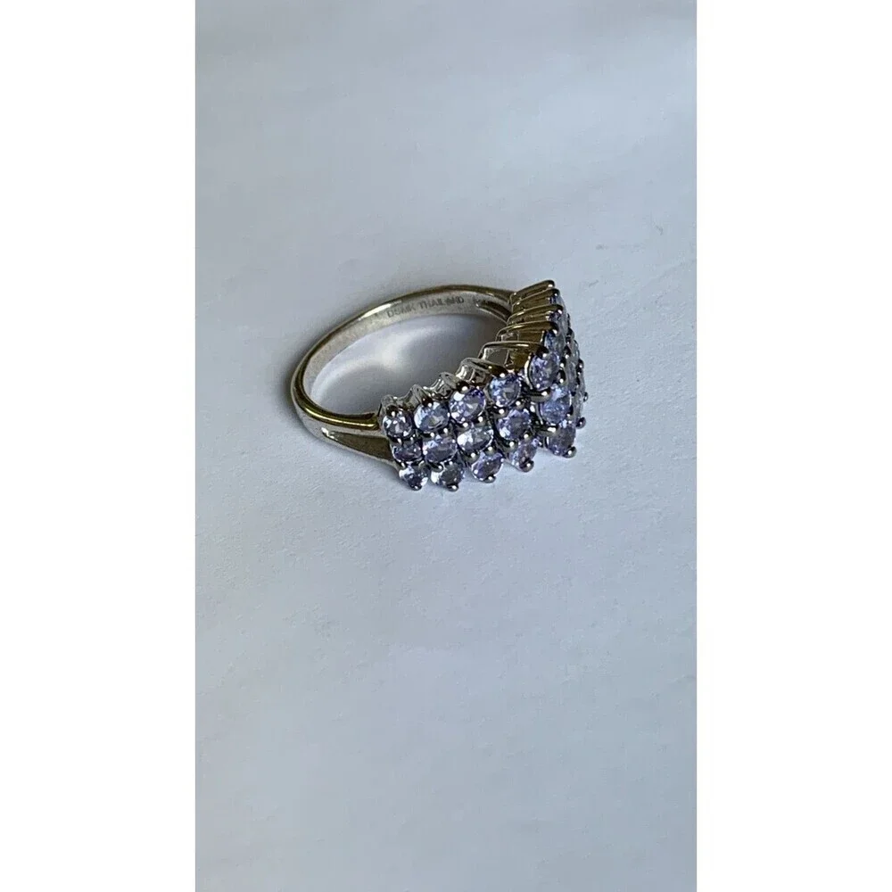 Purple Pyramid Ring Size 7 - 1.6 ct Lolite Rhodium Plated .925 Sterling Silver
